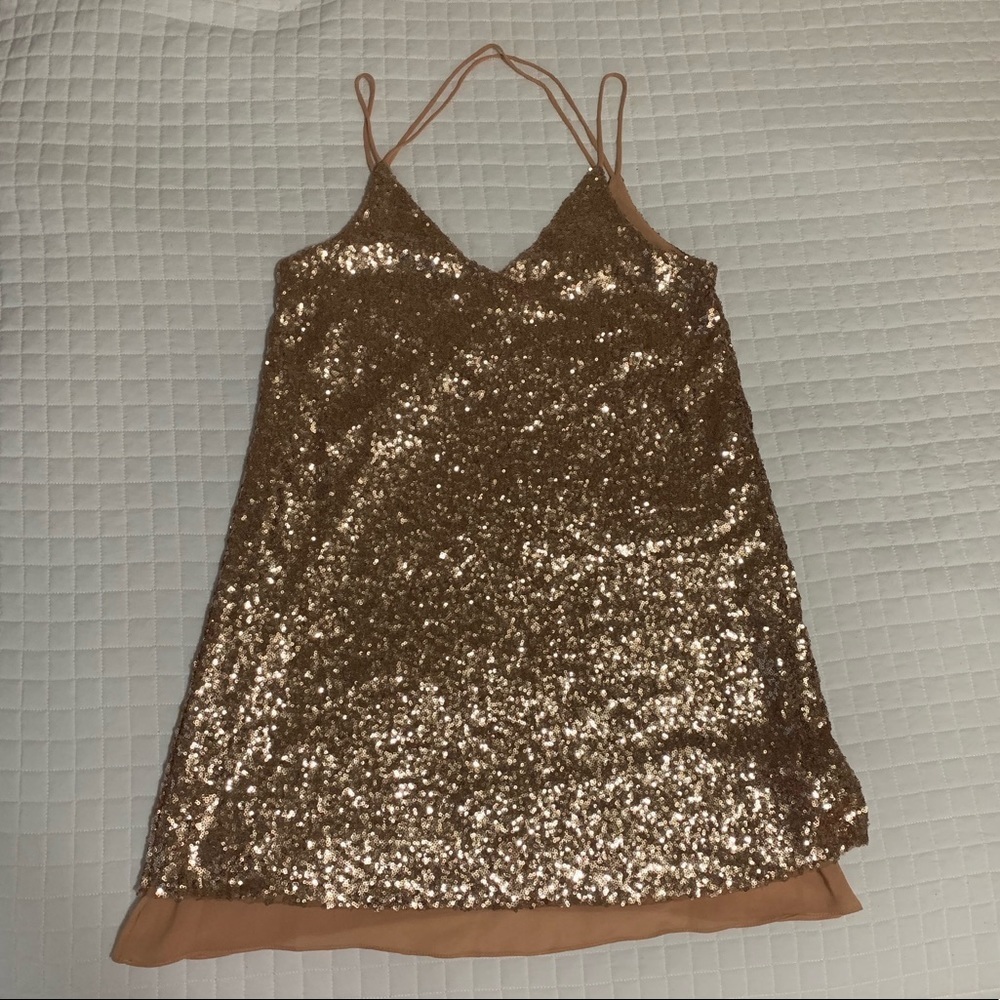 𝅺Rose Gold Sequin Cocktail Dress